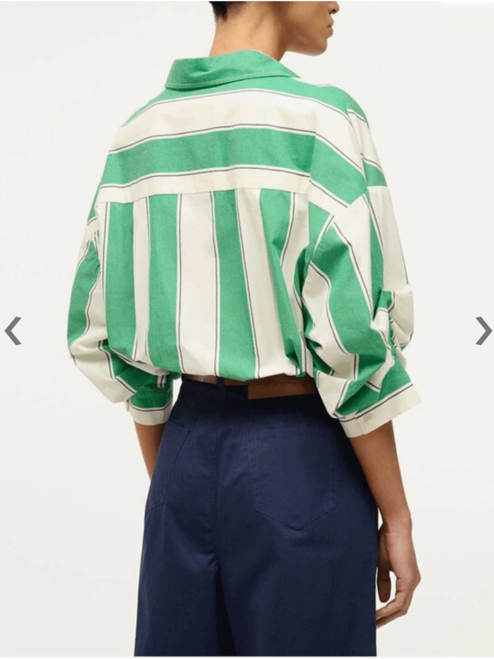 STAUD Green & White Striped Button-Down Shirt - Picture 5 of 5